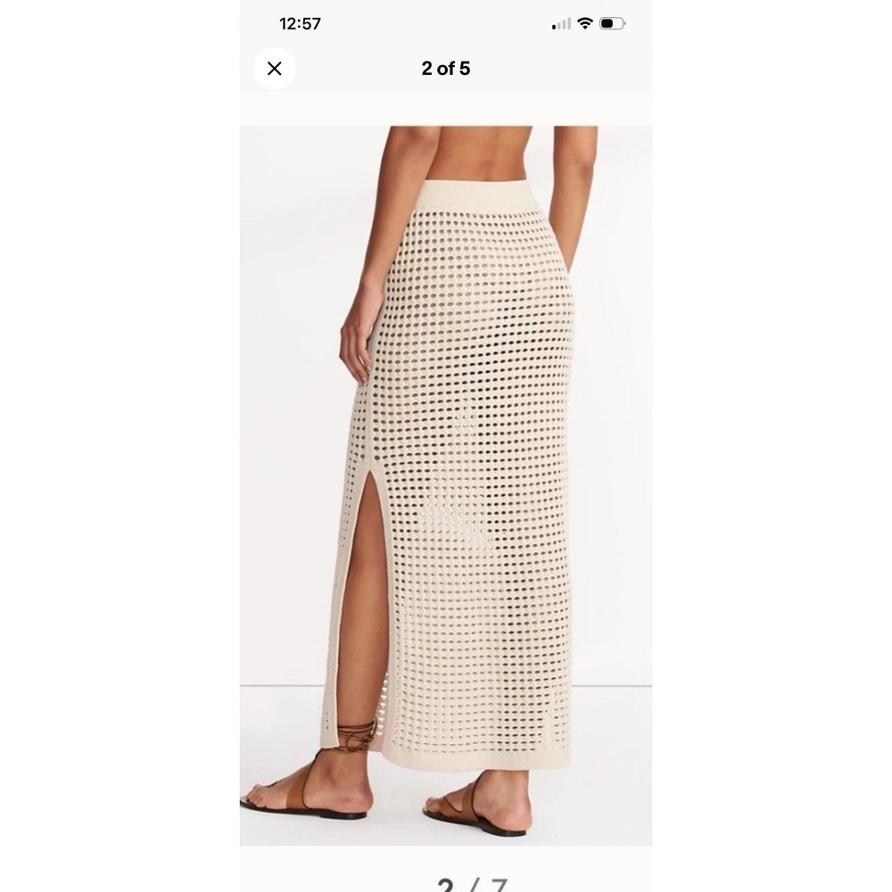 Lands End Women's Cotton Open Knit Maxi Swim Cover-up Skirt M Long